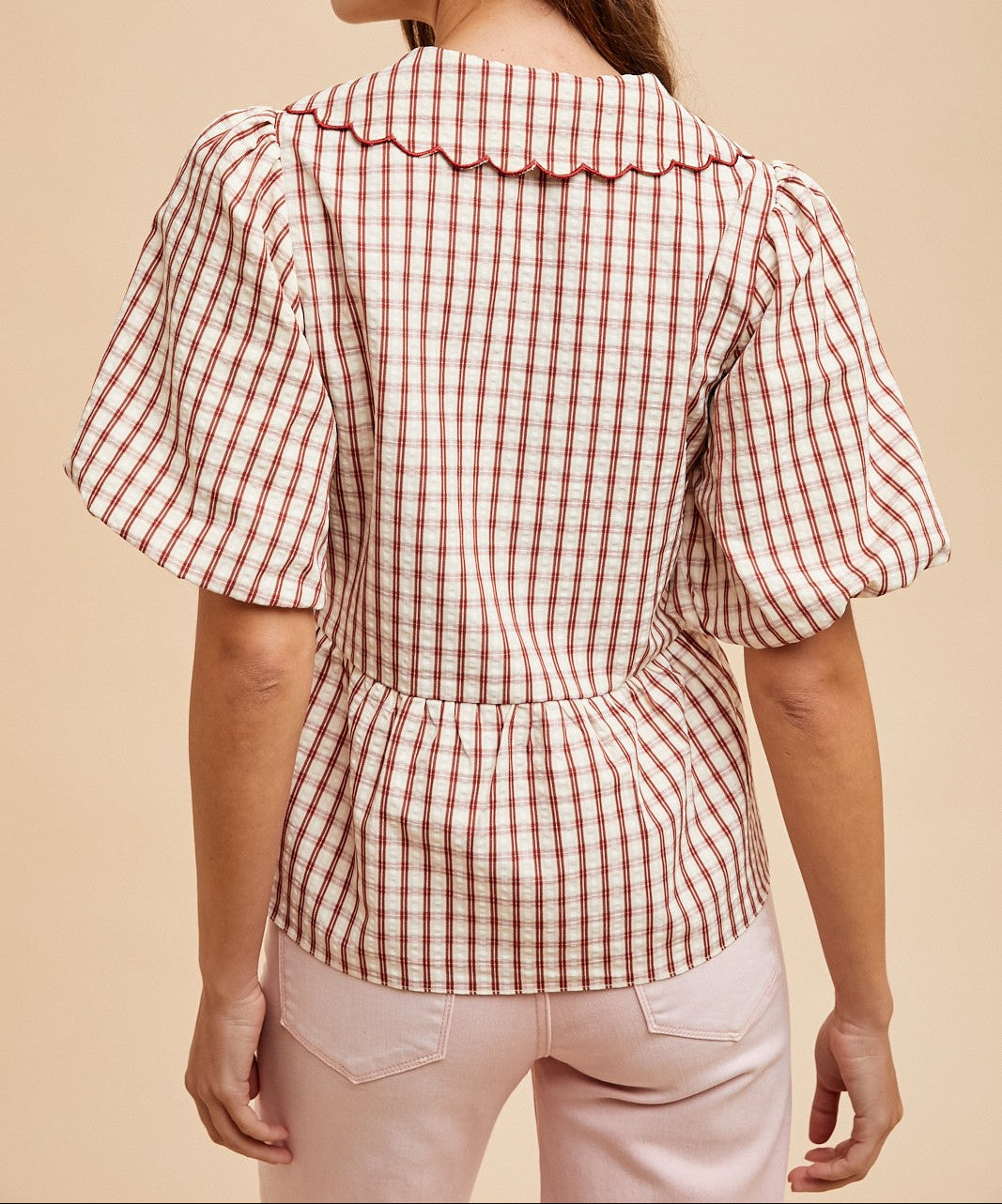 billie puff sleeve peplum top