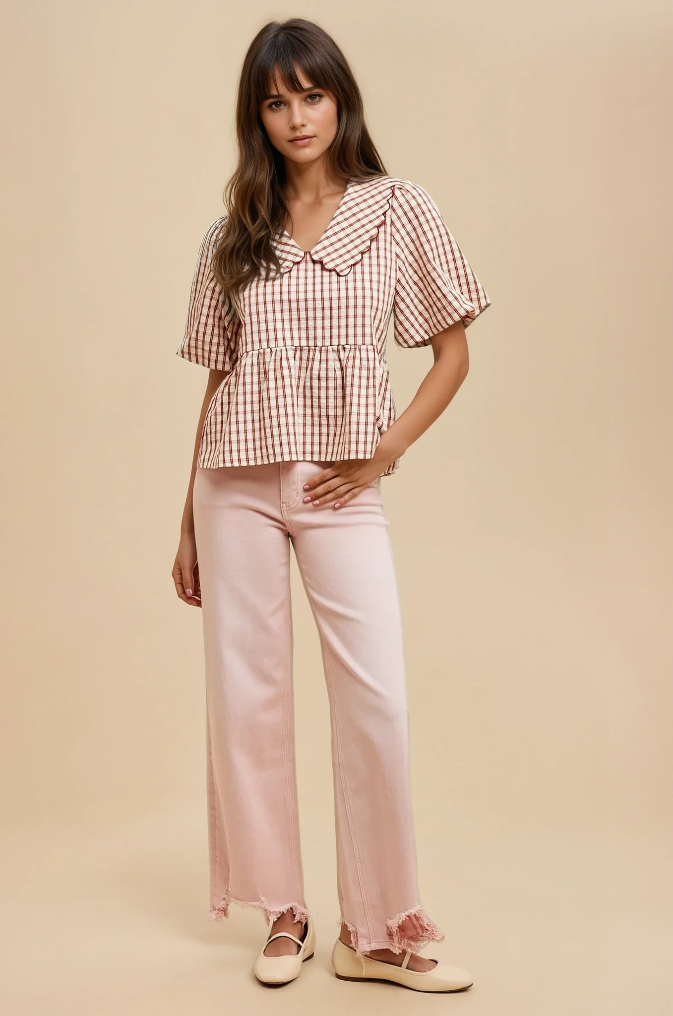 billie puff sleeve peplum top