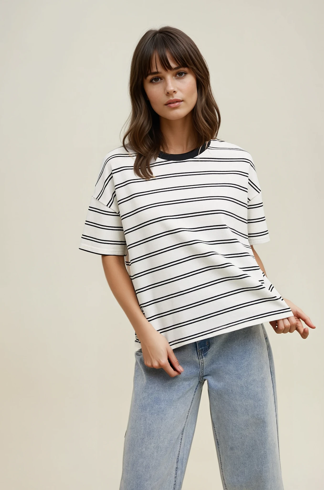 claire striped boxy tee