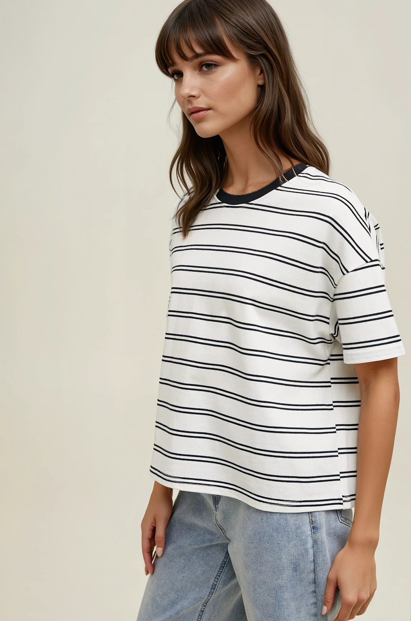 claire striped boxy tee