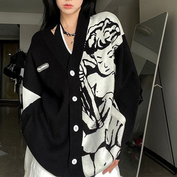 cherub aesthetic asymmetrical cardigan