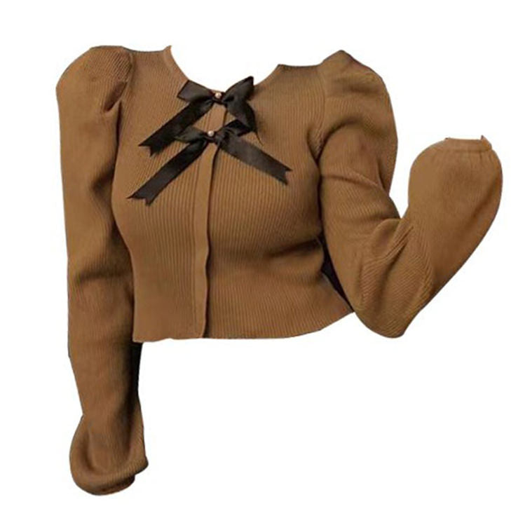 parisian style ribbed top with bows