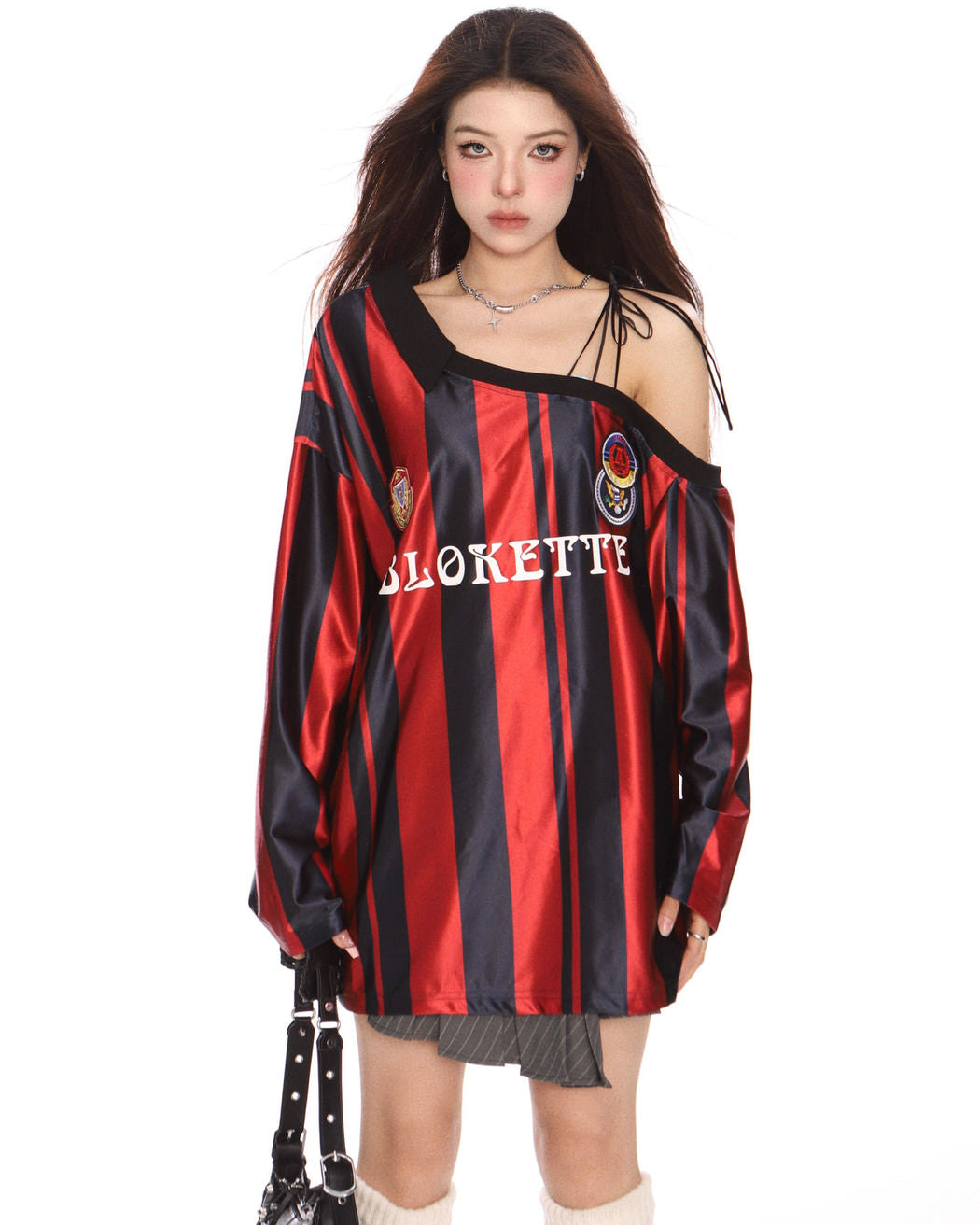 blokette striped off shoulder jersey