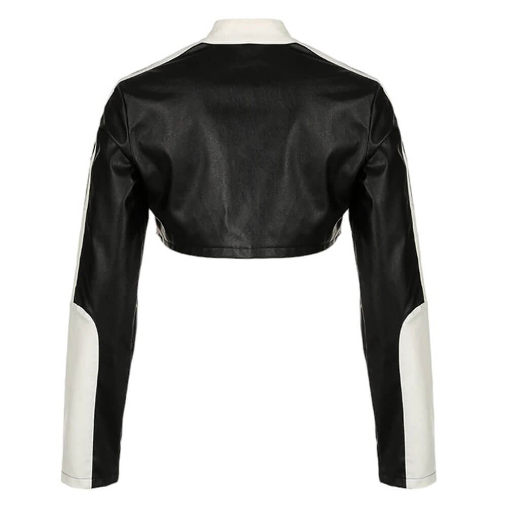 biker girl leather cropped jacket