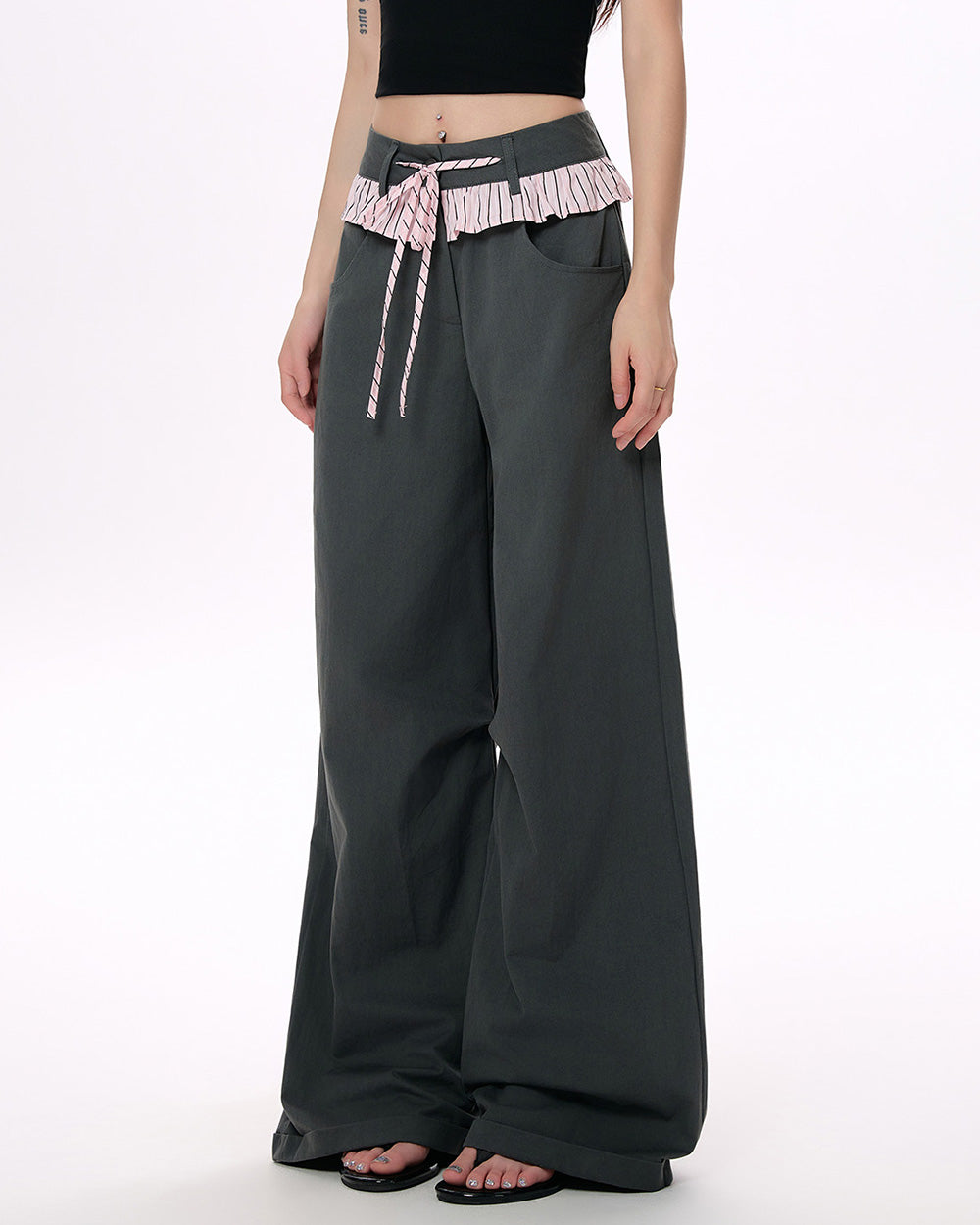 blokette aesthetic wide leg trousers