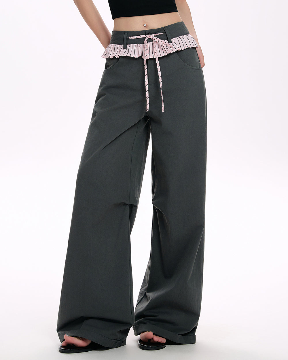 blokette aesthetic wide leg trousers