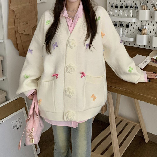 coquette girl bow cardigan