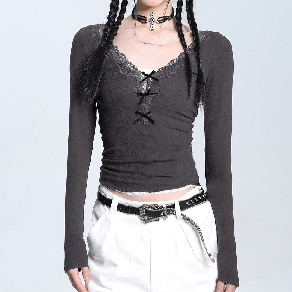 coquette aesthetic v neck top