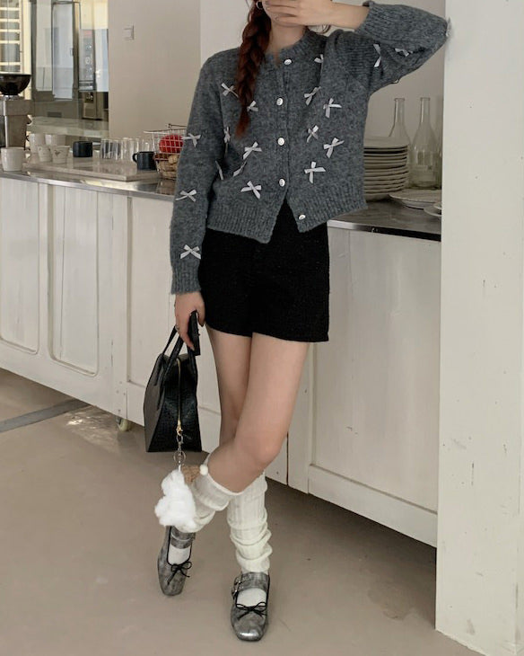 coquette aesthetic grey cardigan