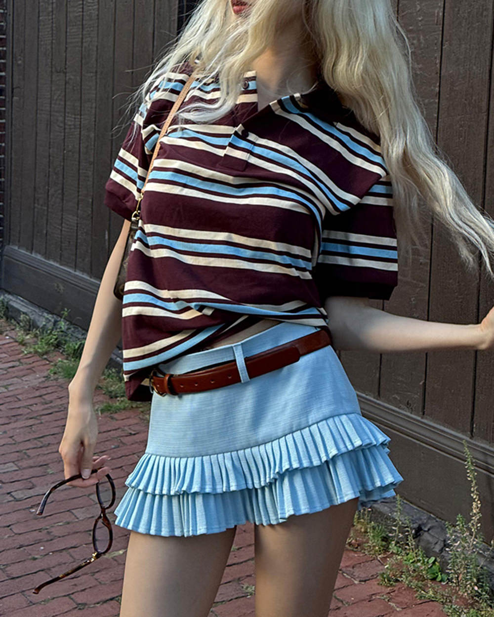 campus secrets double layer pleated skirt