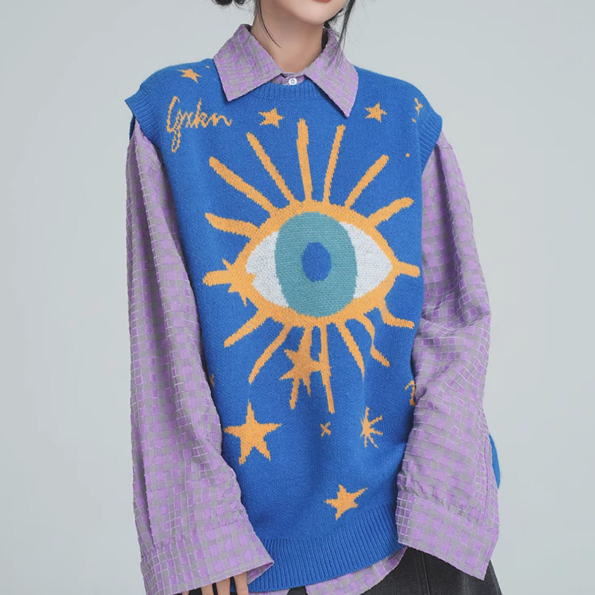 all seeing eye & stars aesthetic vest