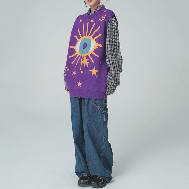 all seeing eye & stars aesthetic vest