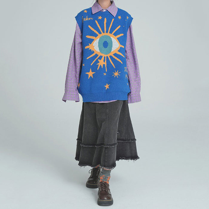 all seeing eye & stars aesthetic vest