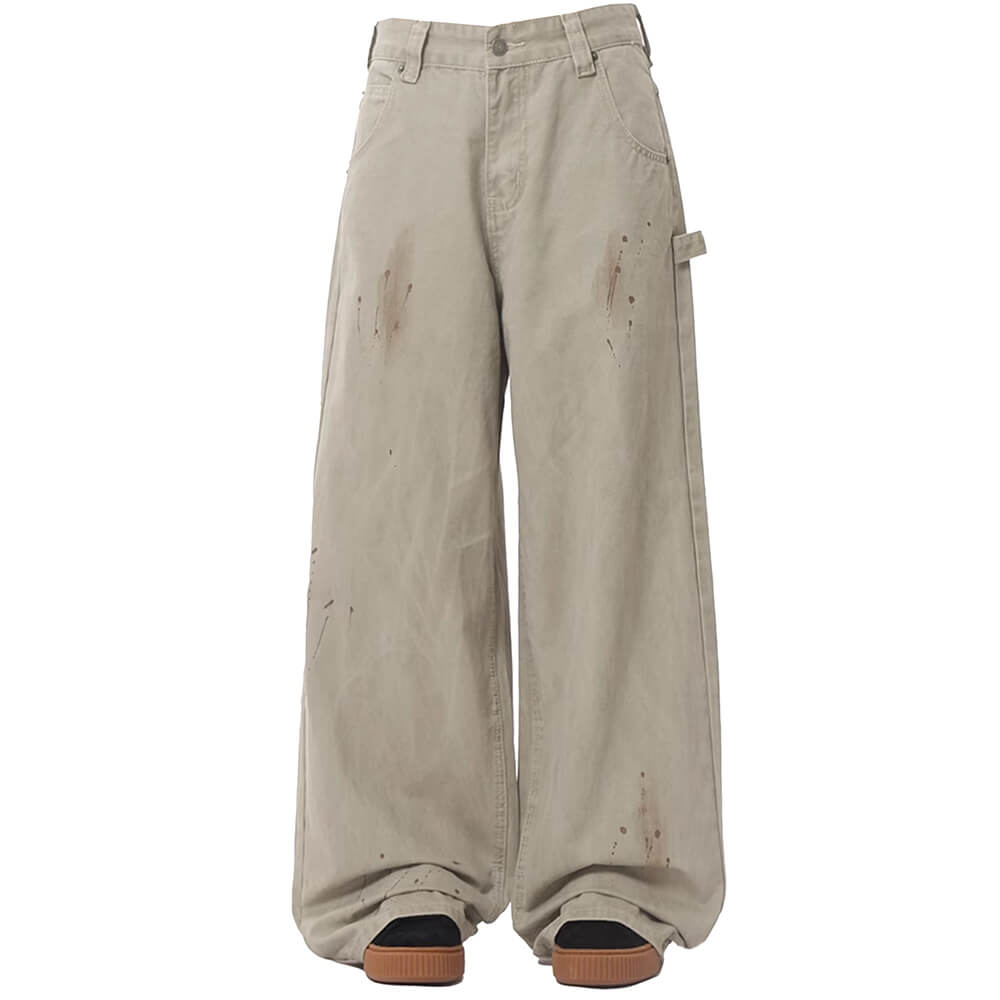 handprint wide leg jeans