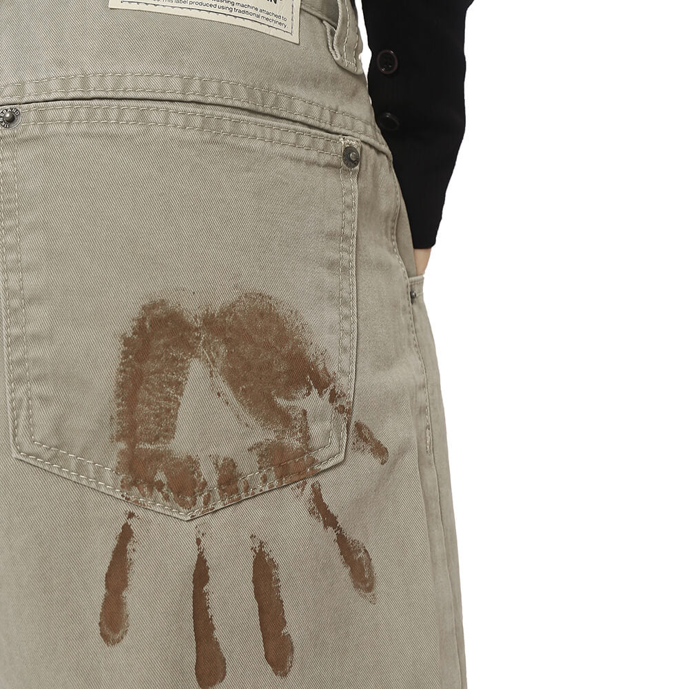 handprint wide leg jeans