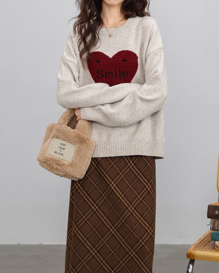 soft girl warm heart sweater