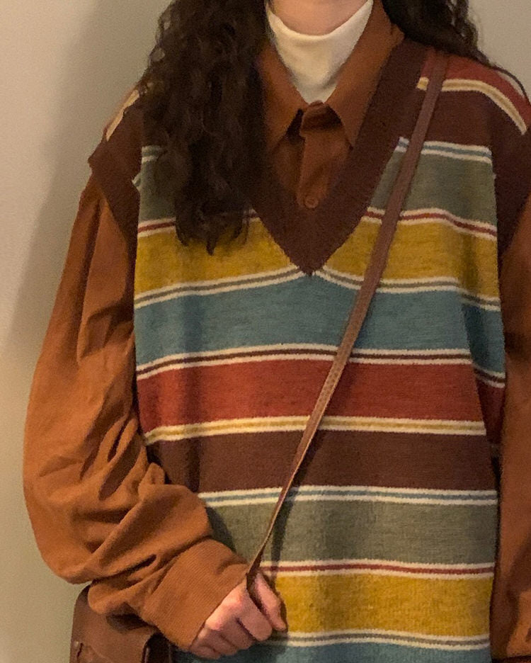 prep school striped knit vest