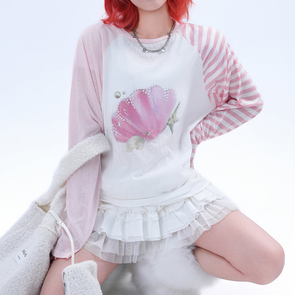 mermaidcore graphic long sleeve top