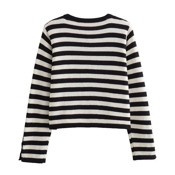 old money striped cardigan