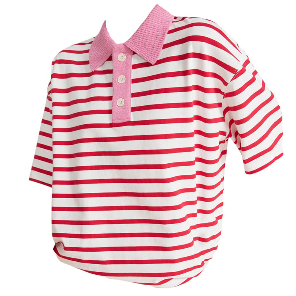 pink stripe skater polo shirt