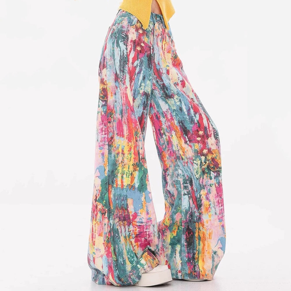 tie dye wide leg jeans