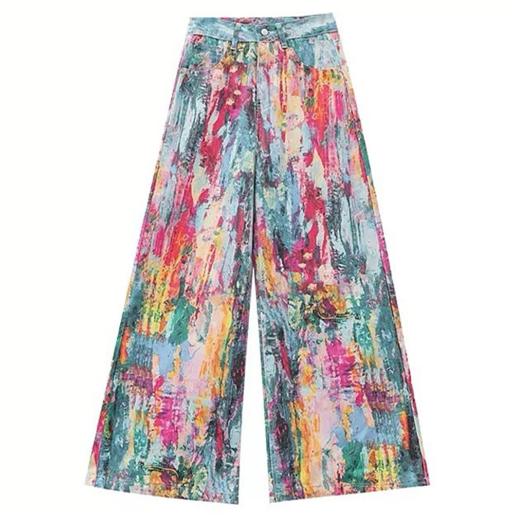 tie dye wide leg jeans