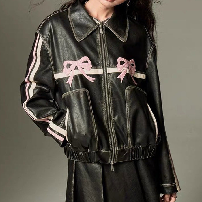 y2k bow motorcycle jacket