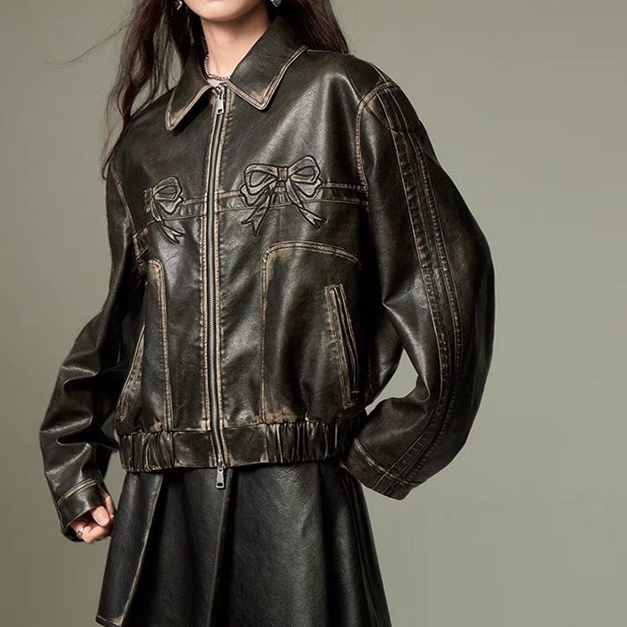 y2k bow motorcycle jacket