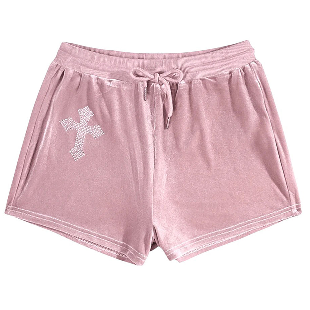y2k cross rhinestone shorts