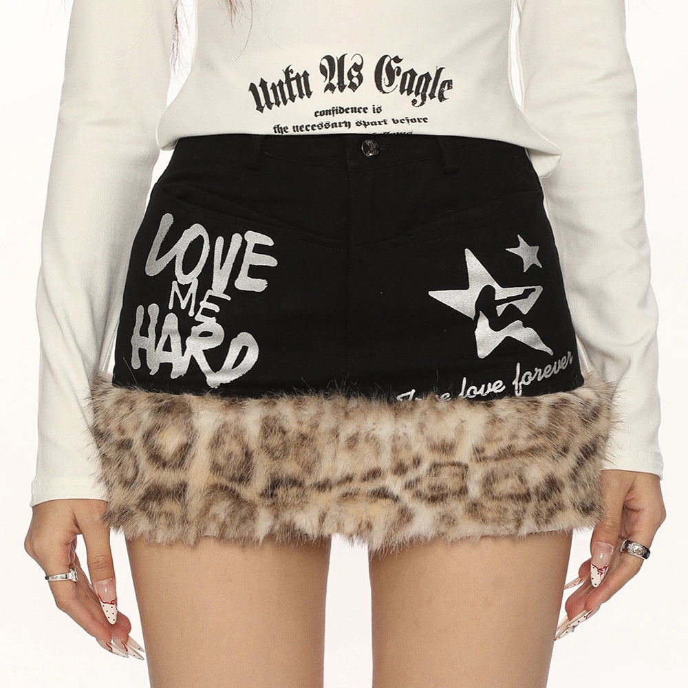 ferocious fancy fuzzy denim skirt